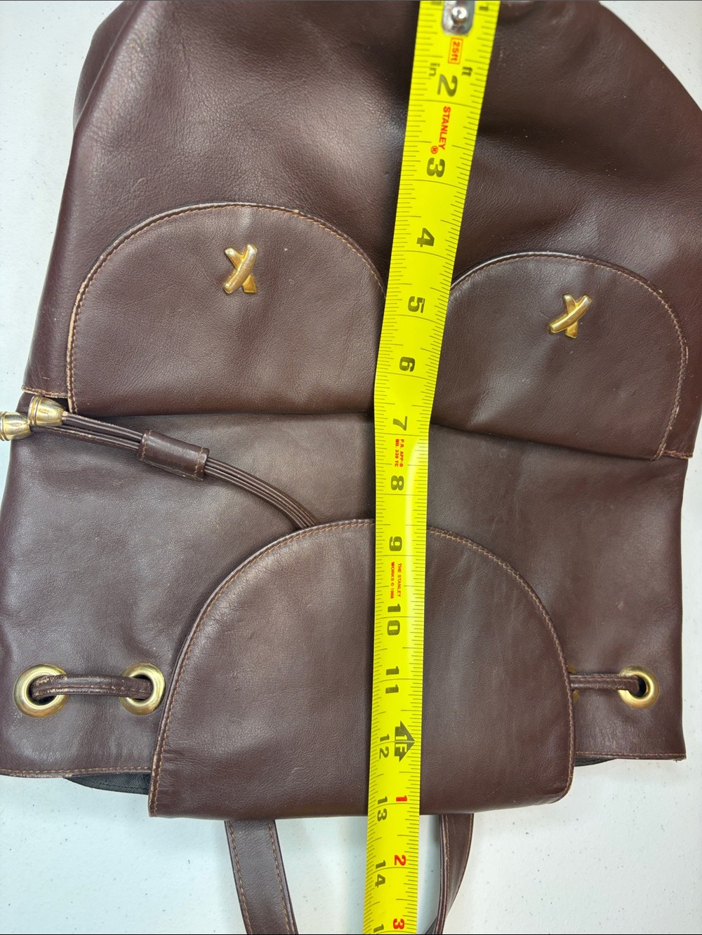 Vintage Paloma Picasso Leather Backpack Drawstring Brown Italy - Picture 11 of 14